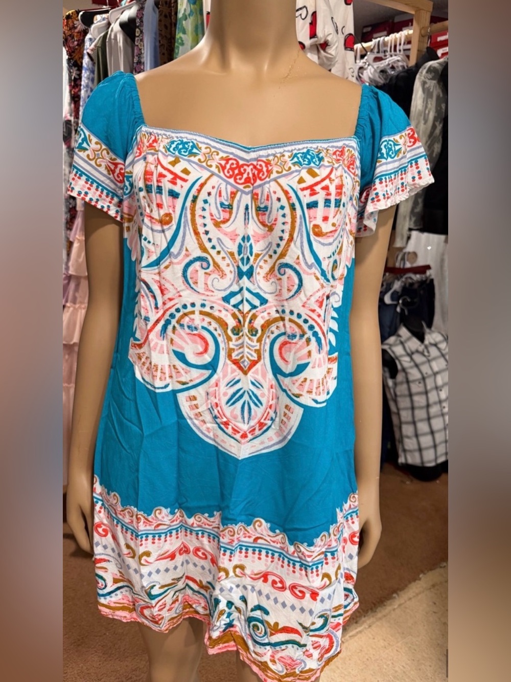 Flying Tomato Turquoise Embroidered Mini Dress